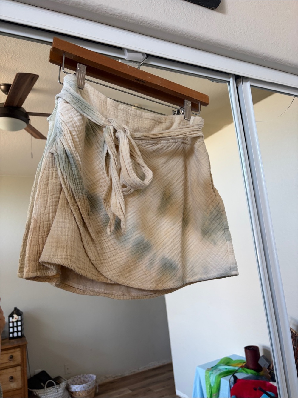 Free People Beige Tie-Dye Mini Skirt with Green Wash